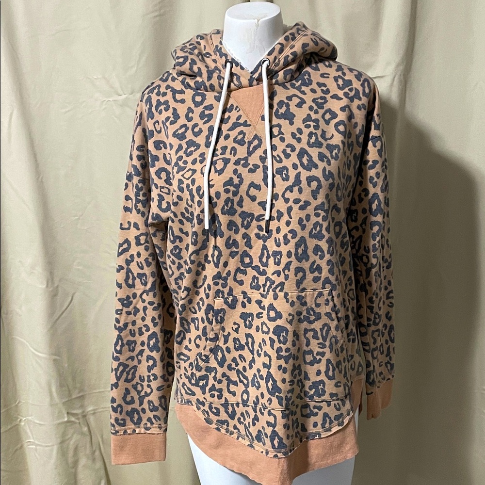 Maurices Tan and Black Leopard Print Hoodie Sweater